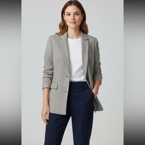 Rails Flynn wool blend size medium dove mini houndstooth plaid blazer jacket